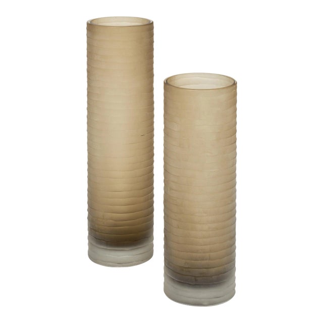 Murano Glass ‘Battuto’ Smoked Vases - a Pair For Sale