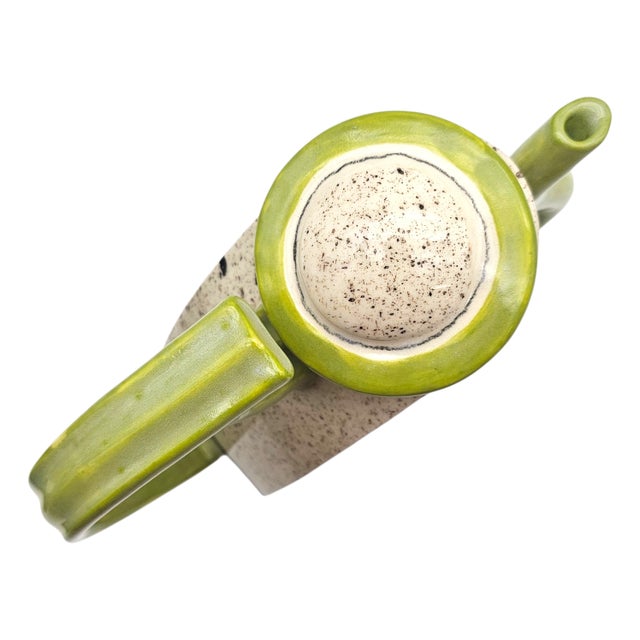 Signed D. Kite Postmodern Studio Ceramic Teapot Green Speckle 7.5" For Sale - Image 4 of 13