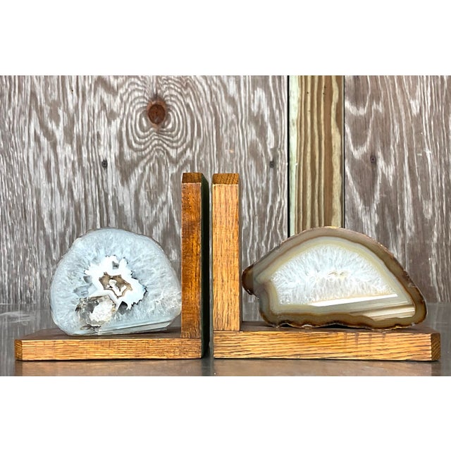 Rustic Vintage Boho Geode Bookends - Set of 2 For Sale - Image 3 of 7