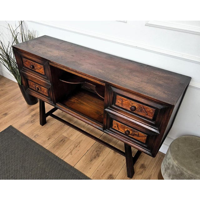 Antique Italian Rustic Folk Art Carved Sideboard, 1890s For Sale - Image 10 of 12