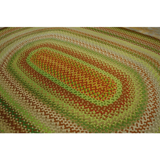1950s Colorful Medallion Modern Vintage American Braided Rug 9' X 12' 6" Cotton Carpet For Sale - Image 4 of 12