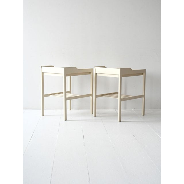 Scandinavian White Bedside Tables, 1950s, Set of 2 For Sale - Image 4 of 10