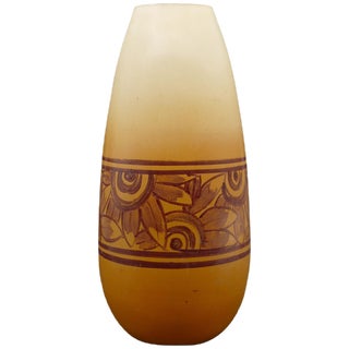 Vintage Art Deco French Orange Vase, 1920s For Sale