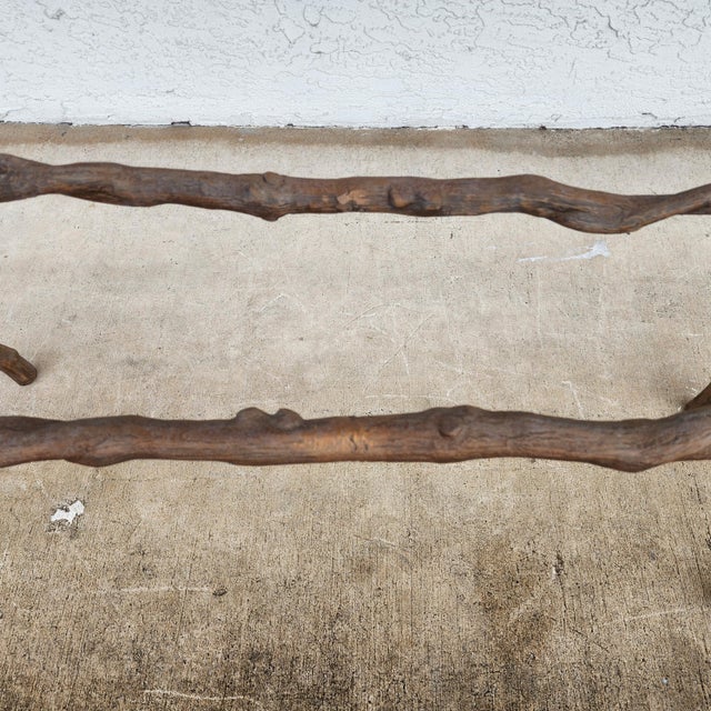 Vintage French Rustic Metal & Marble Faux Bois Branch Console Sofa Table For Sale - Image 16 of 16