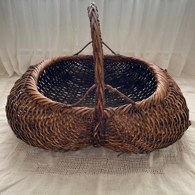 Vintage Large Splint Wood Melon Basket For Sale - Image 10 of 12