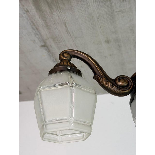 1900 - 1909 Vienna Secession Hanging Lamp in Brass and Glass, 1900 For Sale - Image 5 of 11
