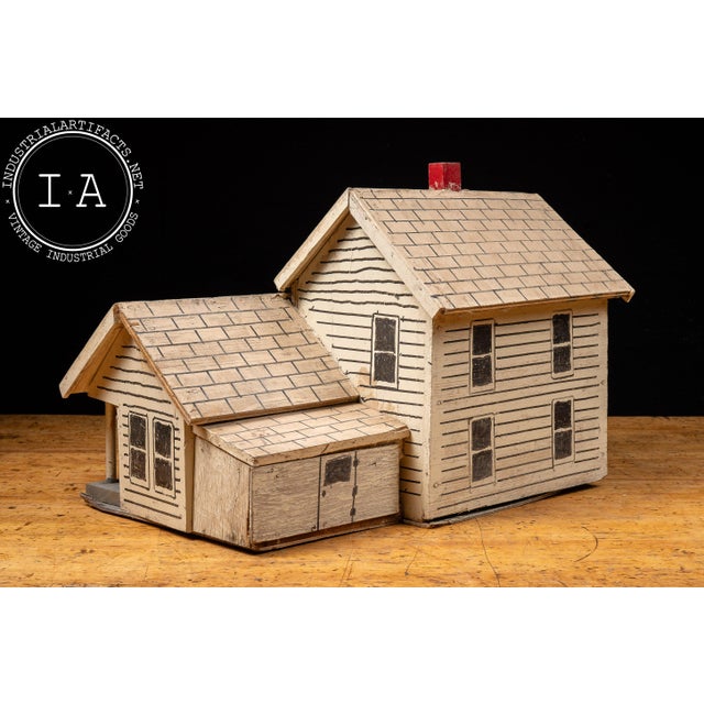 American Folk Art Handcrafted Wooden Farmhouse Architectural Model For Sale - Image 3 of 8