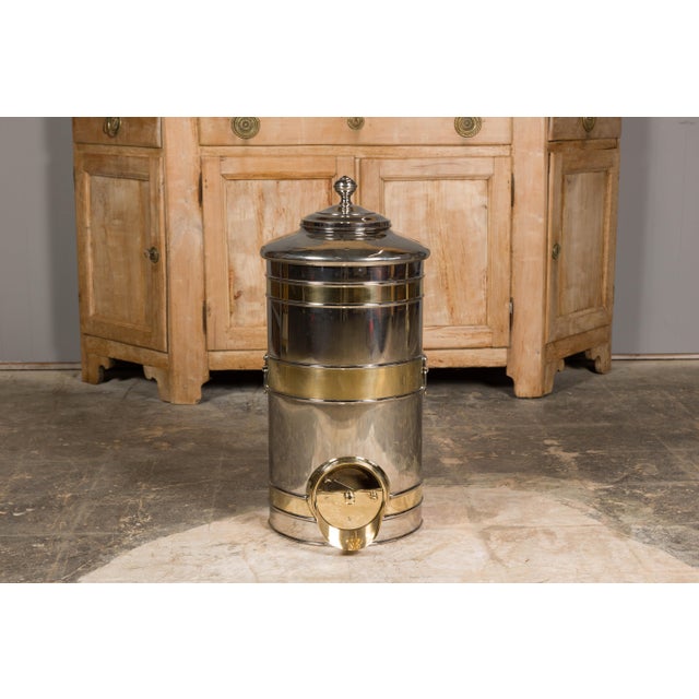 Turn of the Century French Steel and Brass Coffee Bean Dispenser, circa 1900 For Sale In Atlanta - Image 6 of 12