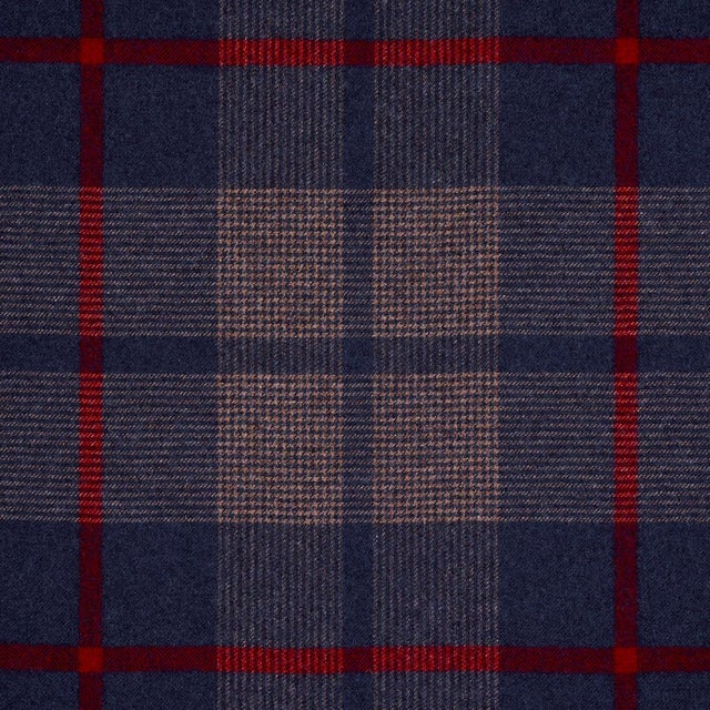 Contemporary SAMPLE - Schumacher Montana Wool Plaid Fabric In Navy For Sale - Image 3 of 3