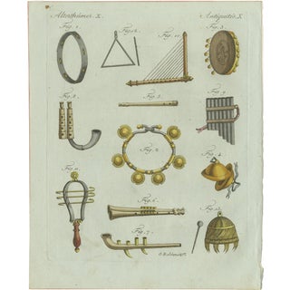 Bertuch, Ancient Greek and Roman Musical Instruments, 1802, Engraving For Sale