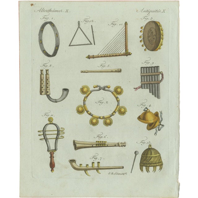 Bertuch, Ancient Greek and Roman Musical Instruments, 1802, Engraving For Sale