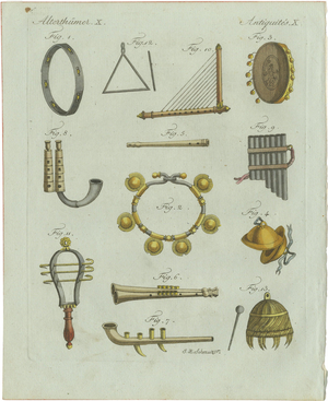 Bertuch, Ancient Greek and Roman Musical Instruments, 1802, Engraving
