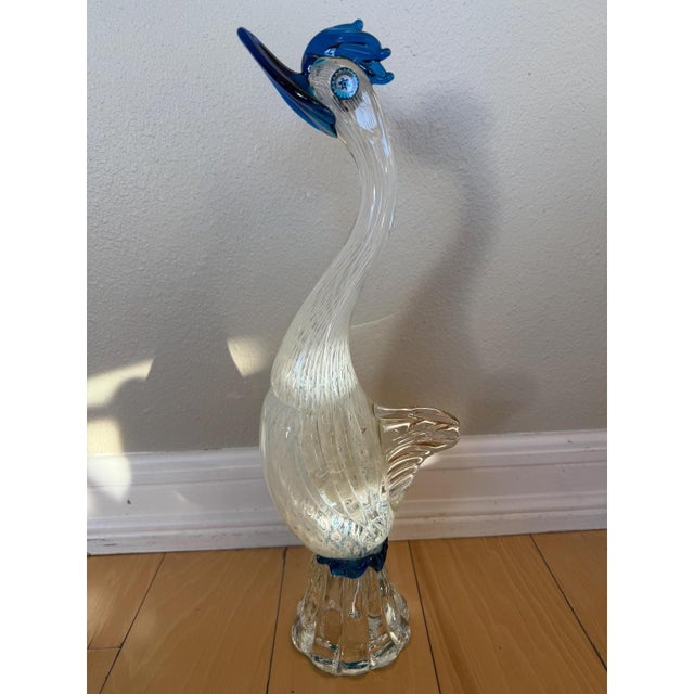 Mid 20th Century Large 18 in Mid Century Murano Glass crane heron circa 1950 By Fratelli Toso For Sale - Image 5 of 11