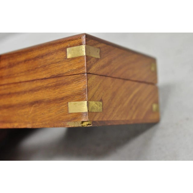 Vintage English Campaign Brass Round Sundial Compass With Small Rosewood Box For Sale - Image 17 of 18