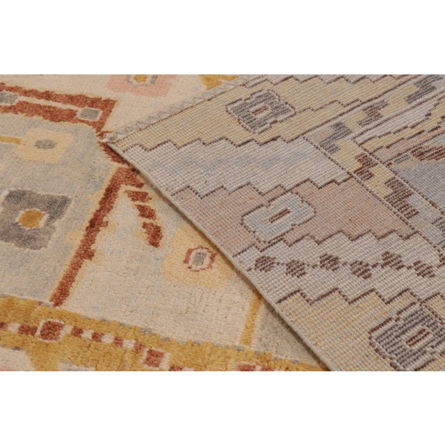 Camel Contemporary Scandinavian Style Floral Wool Rug in Beige by Rug & Kilim, India For Sale - Image 8 of 10