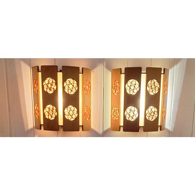 Wood Swedish Wall Lamps in Pinewood, 1970s, Set of 2 For Sale - Image 7 of 7