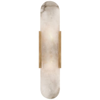 Kelly Wearstler for Visual Comfort Signature Melange Elongated Sconce in Antique-Burnished Brass with Alabaster For Sale