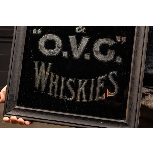 Early 20th Century 1920s Andrew Usher & Co. Reverse-Painted Glass Whisky Advertising Sign For Sale - Image 5 of 5