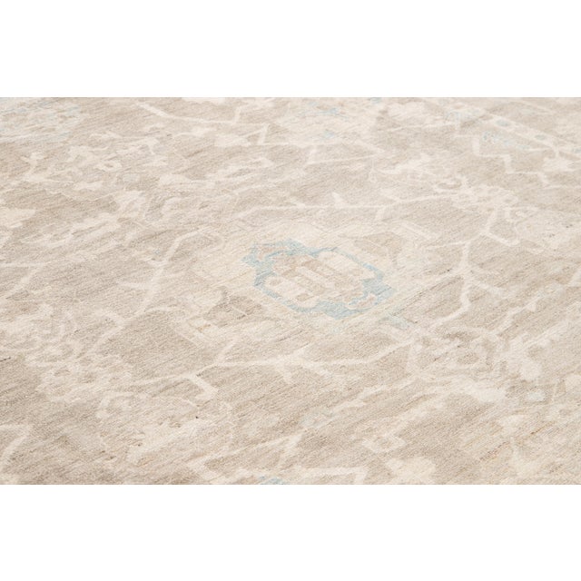 21st Century Modern Tan Beige Sultanabad Wool Rug For Sale In New York - Image 6 of 12