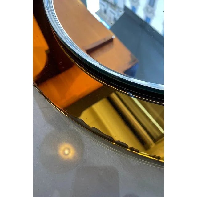 Wall Mirror with Amber Glass Border, 1950s For Sale - Image 6 of 9