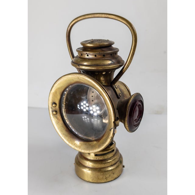 Shabby Chic 19th or 20th Century Brass Bicycle Carriage "Neverout" Lantern For Sale - Image 3 of 13