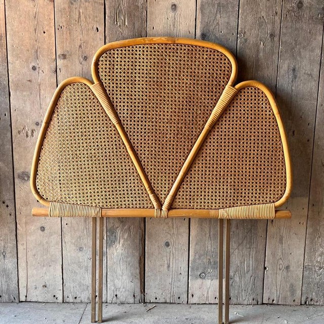 Cane Petal Single Bead Headboard For Sale - Image 8 of 8