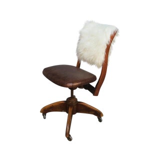 Art Deco Office Chair With Fur Back For Sale