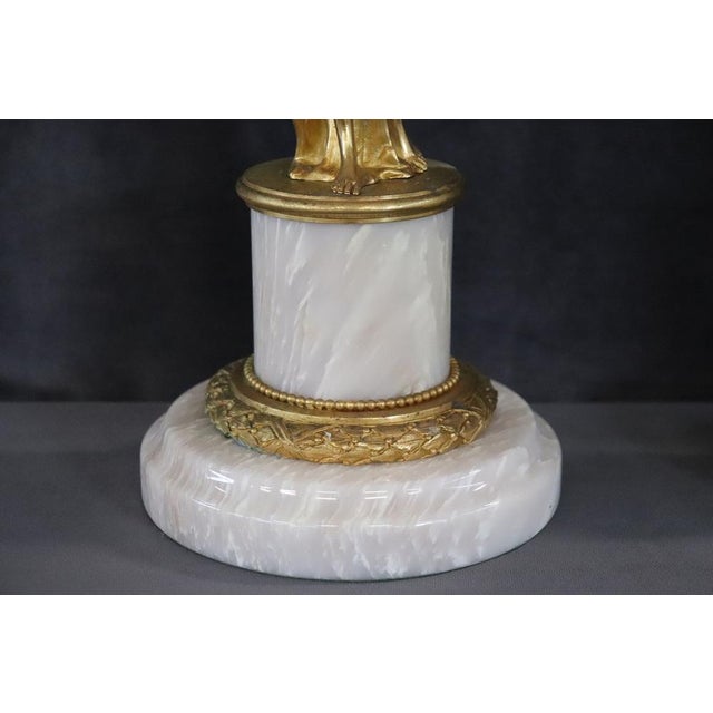 Sculptural Figures, Gilt Bronze on Alabaster Bases, Early 20th Century, Set of 2 For Sale - Image 16 of 18