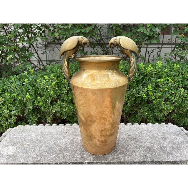 Dolbi Cashier Brass Vase With Parrots. For Sale - Image 11 of 11