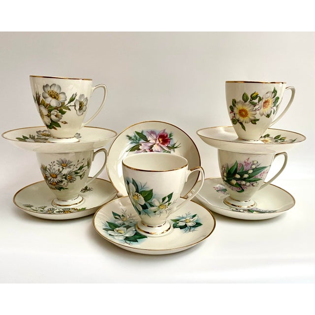 Vintage Porcelain Tea/Coffee Set, 1950s, Set of 11, in Very Good conditions. Designed 1950 to 1959 This piece has an...