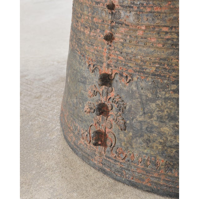 Southeast Asian Patinated Bronze Rain Drum Drink Table 2 Ft For Sale - Image 12 of 18