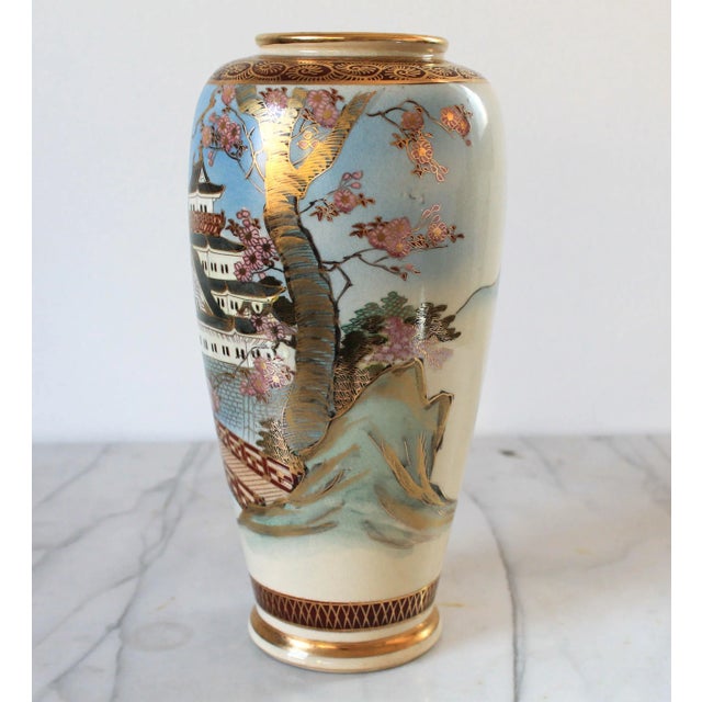 Japanese Vintage Signed Japanese Satsuma Vase For Sale - Image 3 of 10
