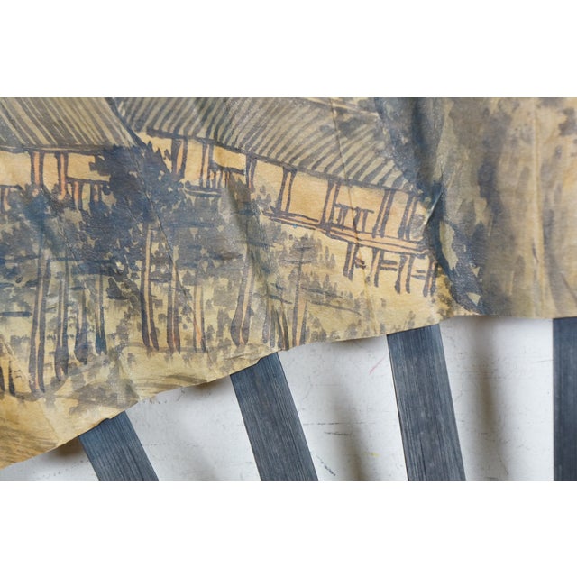 Mid 20th Century Chinese Calligraphy Mountain Village Landscape Folding Fan For Sale - Image 15 of 18