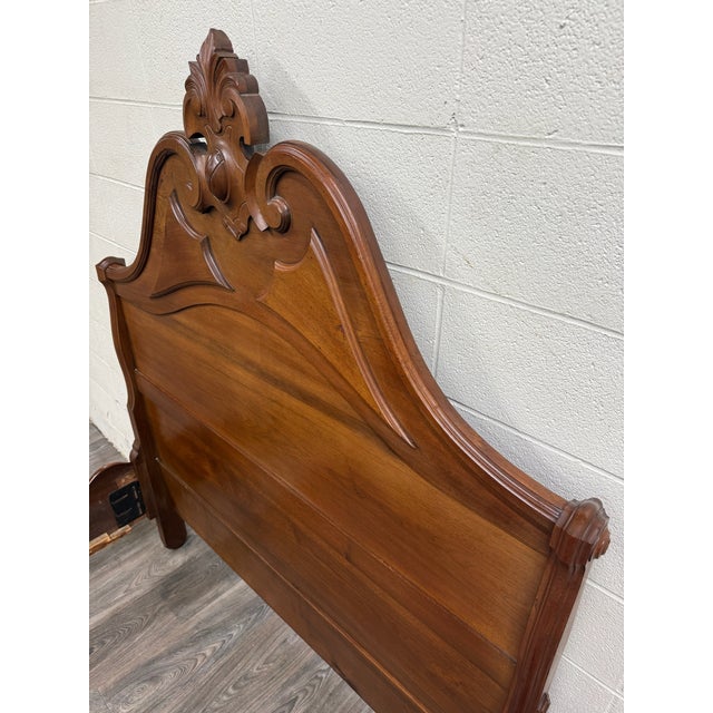 Antique Full Size Late Victorian Carved Walnut Bed For Sale - Image 10 of 18