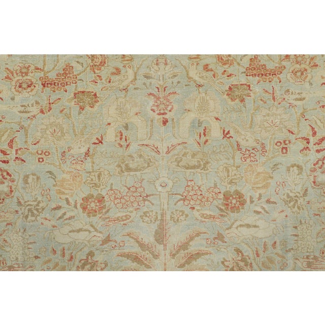 Traditional Antique Persian Tabriz Rug in Green and Terracotta Floral Design - Rug & Kilim For Sale - Image 3 of 7