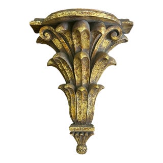 Extra Large Neoclassical Style Gold Gilt Acanthus Wall Bracket For Sale