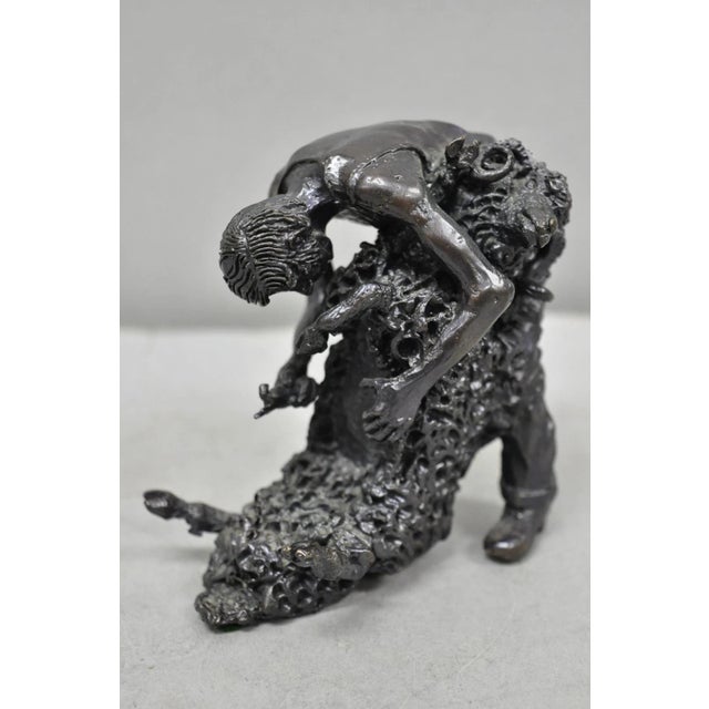 Brutalist Eddie Hackman the Shearer Bronze Figure Limited Edition 1986 Australian Outback For Sale - Image 3 of 11