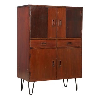 Vintage Cupboard in Mahogany and Metal, Italy, 1960s For Sale