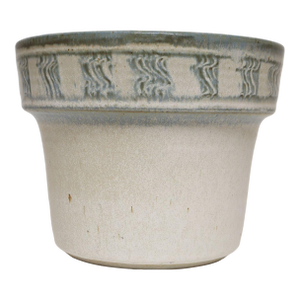 Vintage Green, Blue, and Beige Sgraffito Ceramic Planter by Deanna Nichols