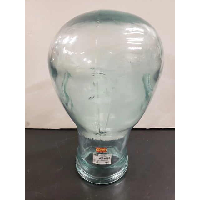 This is a Vintage Pier 1 Mannequin Head Clear Green Tint Glass Hat or Wig Display w/Tag, Made in Spain. It measures 11...