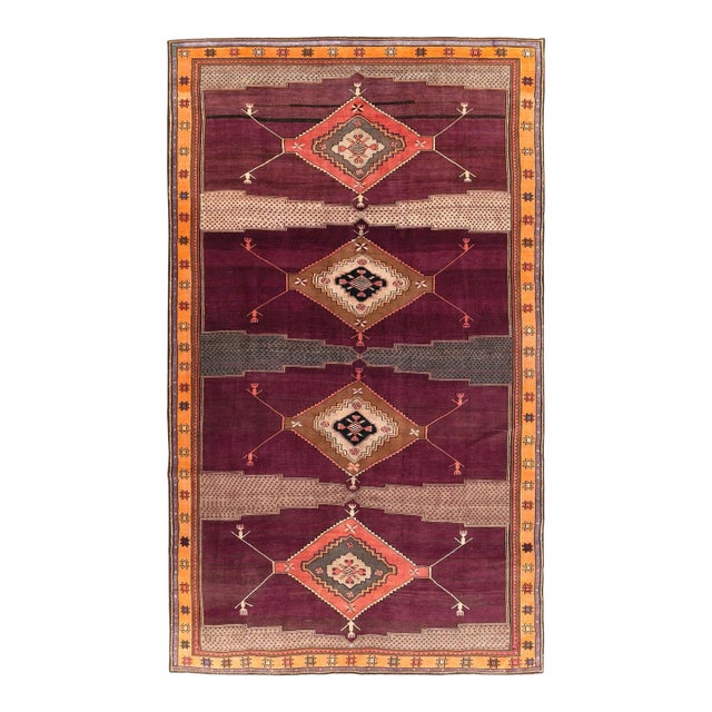 Galerie Shabab Collection Mid-20th Century Handmade Turkish Tribal Long & Narrow Room Size Carpet For Sale