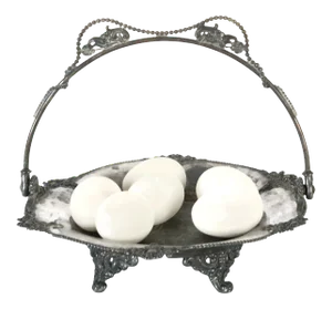 Rustic Antique Silver-Plate Bride's Basket W/ "B" Monnogram