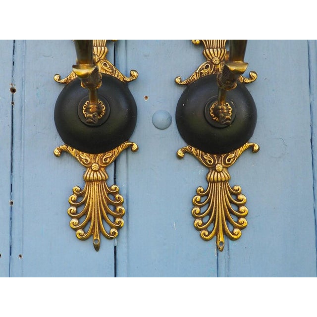 French Serpent Wall Sconces in Ornate Bronze and Gold, 1920s, Set of 2 For Sale - Image 16 of 18