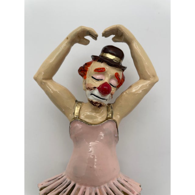 Metal Vintage Ron Lee Ballerina Clown Sculpture on Natural Onyx Base, Signed 1984 For Sale - Image 7 of 12