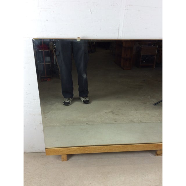 Mid Century Modern Mountable Mirror With Beveled Glass and Blonde Wood Base For Sale In Philadelphia - Image 6 of 17