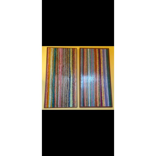 Wood Pair of Unique, Original Rag Rug Paintings on Wood by Artist Julian Helms of Selma, Alabama For Sale - Image 7 of 8