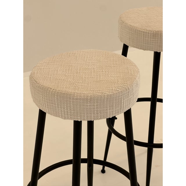 White Set of Metal and Fabric Stools, 1980s, Set of 2 For Sale - Image 8 of 9