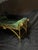 Vintage Hollywood Regency-Style Emerald Green Velvet and Gold-Tone Metal Bench For Sale - Image 4 of 11
