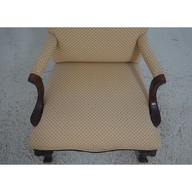 Brown Pair Chippendale Ball and Claw Upholstered Library Chairs For Sale - Image 8 of 18
