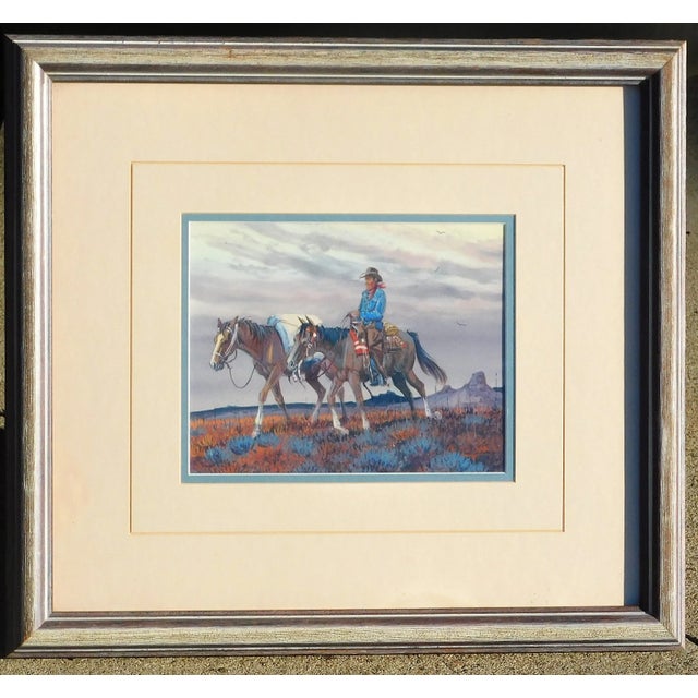 Mid 20th Century Austin Deuel, Famous Western Artist, Gouache Cowboy on Horse For Sale - Image 5 of 5